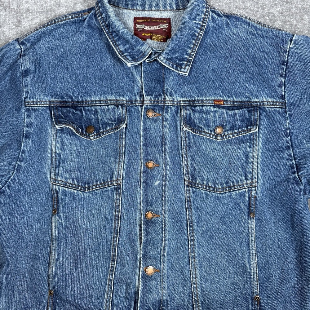Vintage‎ Rustler Trucker Jacket Men's Large Blue Denim